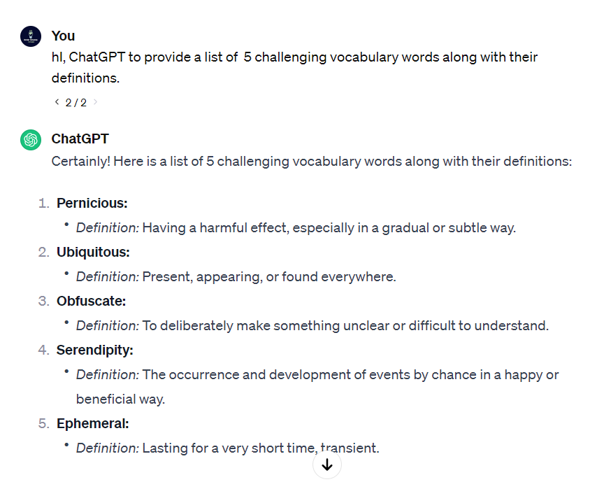 Chat-GPT-Vocabulary Practice